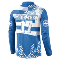 Custom Greece Basketball Button Sweatshirt Sporty Style with Laurel