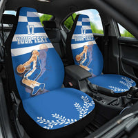 Custom Greece Basketball Car Seat Cover Sporty Style with Laurel