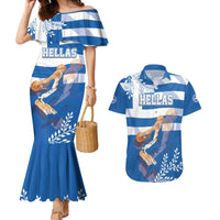 Custom Greece Basketball Couples Matching Mermaid Dress and Hawaiian Shirt Sporty Style with Laurel