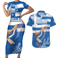 Custom Greece Basketball Couples Matching Short Sleeve Bodycon Dress and Hawaiian Shirt Sporty Style with Laurel