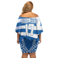 Custom Greece Basketball Family Matching Off Shoulder Short Dress and Hawaiian Shirt Sporty Style with Laurel