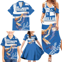 Custom Greece Basketball Family Matching Summer Maxi Dress and Hawaiian Shirt Sporty Style with Laurel