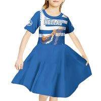 Custom Greece Basketball Kid Short Sleeve Dress Sporty Style with Laurel
