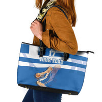 Custom Greece Basketball Leather Tote Bag Sporty Style with Laurel