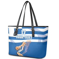 Custom Greece Basketball Leather Tote Bag Sporty Style with Laurel