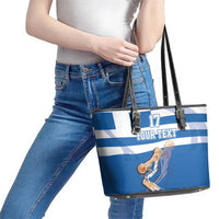 Custom Greece Basketball Leather Tote Bag Sporty Style with Laurel
