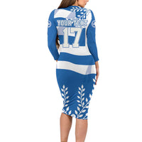 Custom Greece Basketball Long Sleeve Bodycon Dress Sporty Style with Laurel