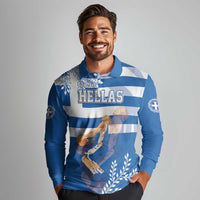 Custom Greece Basketball Long Sleeve Polo Shirt Sporty Style with Laurel