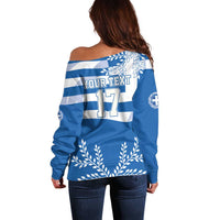 Custom Greece Basketball Off Shoulder Sweater Sporty Style with Laurel
