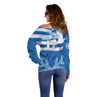 Custom Greece Basketball Off Shoulder Sweater Sporty Style with Laurel