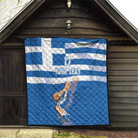 Custom Greece Basketball Quilt Sporty Style with Laurel