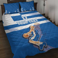 Custom Greece Basketball Quilt Bed Set Sporty Style with Laurel