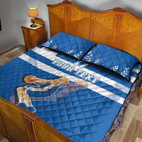 Custom Greece Basketball Quilt Bed Set Sporty Style with Laurel