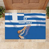Custom Greece Basketball Rubber Doormat Sporty Style with Laurel
