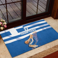 Custom Greece Basketball Rubber Doormat Sporty Style with Laurel