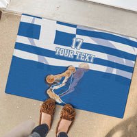Custom Greece Basketball Rubber Doormat Sporty Style with Laurel