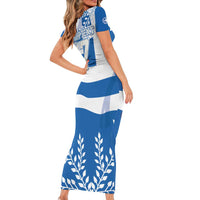 Custom Greece Basketball Short Sleeve Bodycon Dress Sporty Style with Laurel