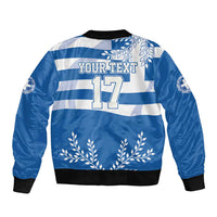 Custom Greece Basketball Sleeve Zip Bomber Jacket Sporty Style with Laurel