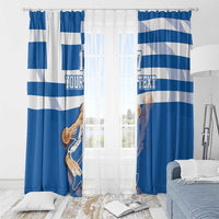 Custom Greece Basketball Window Curtain Sporty Style with Laurel