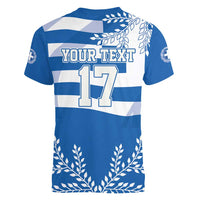 Custom Greece Basketball Women V-Neck T-Shirt Sporty Style with Laurel