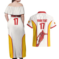 Custom Espana Basketball Spain Couples Matching Off Shoulder Maxi Dress and Hawaiian Shirt Baloncesto Come on La Roja White Style