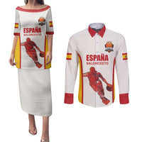 Custom Espana Basketball Spain Couples Matching Puletasi and Long Sleeve Button Shirt Baloncesto Come on La Roja White Style