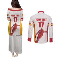 Custom Espana Basketball Spain Couples Matching Puletasi and Long Sleeve Button Shirt Baloncesto Come on La Roja White Style