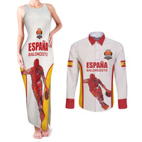 Custom Espana Basketball Spain Couples Matching Tank Maxi Dress and Long Sleeve Button Shirt Baloncesto Come on La Roja White Style