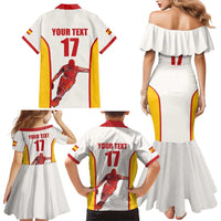 Custom Espana Basketball Spain Family Matching Mermaid Dress and Hawaiian Shirt Baloncesto Come on La Roja White Style