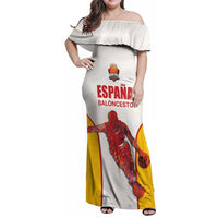 Custom Espana Basketball Spain Family Matching Off Shoulder Maxi Dress and Hawaiian Shirt Baloncesto Come on La Roja White Style
