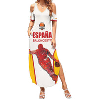 Custom Espana Basketball Spain Family Matching Summer Maxi Dress and Hawaiian Shirt Baloncesto Come on La Roja White Style