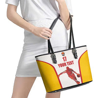 Custom Espana Basketball Spain Leather Tote Bag Baloncesto Come on La Roja White Style