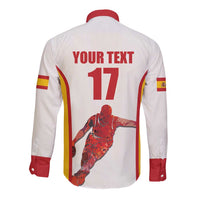 Custom Espana Basketball Spain Long Sleeve Button Shirt Baloncesto Come on La Roja White Style
