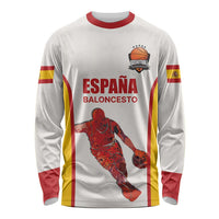 Custom Espana Basketball Spain Long Sleeve Shirt Baloncesto Come on La Roja White Style