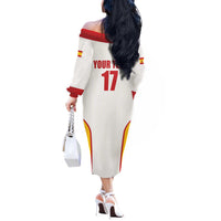 Custom Espana Basketball Spain Off The Shoulder Long Sleeve Dress Baloncesto Come on La Roja White Style