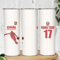 Custom Espana Basketball Spain Skinny Tumbler Baloncesto Come on La Roja White Style