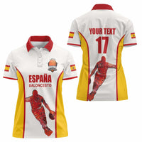 Custom Espana Basketball Spain Women Polo Shirt Baloncesto Come on La Roja White Style