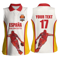 Custom Espana Basketball Spain Women Sleeveless Polo Shirt Baloncesto Come on La Roja White Style