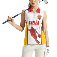 Custom Espana Basketball Spain Women Sleeveless Polo Shirt Baloncesto Come on La Roja White Style