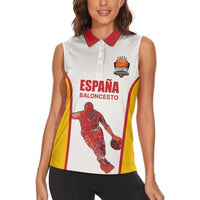 Custom Espana Basketball Spain Women Sleeveless Polo Shirt Baloncesto Come on La Roja White Style