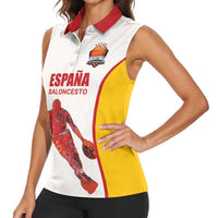 Custom Espana Basketball Spain Women Sleeveless Polo Shirt Baloncesto Come on La Roja White Style