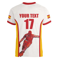 Custom Espana Basketball Spain Women V-Neck T-Shirt Baloncesto Come on La Roja White Style