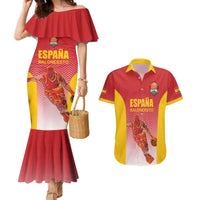 Custom Espana Basketball Spain Couples Matching Mermaid Dress and Hawaiian Shirt Baloncesto Come on La Roja Red Style