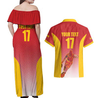 Custom Espana Basketball Spain Couples Matching Off Shoulder Maxi Dress and Hawaiian Shirt Baloncesto Come on La Roja Red Style