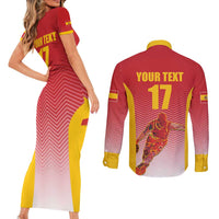 Custom Espana Basketball Spain Couples Matching Short Sleeve Bodycon Dress and Long Sleeve Button Shirt Baloncesto Come on La Roja Red Style