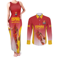 Custom Espana Basketball Spain Couples Matching Tank Maxi Dress and Long Sleeve Button Shirt Baloncesto Come on La Roja Red Style