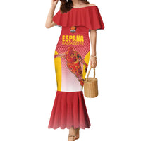 Custom Espana Basketball Spain Family Matching Mermaid Dress and Hawaiian Shirt Baloncesto Come on La Roja Red Style