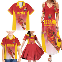 Custom Espana Basketball Spain Family Matching Summer Maxi Dress and Hawaiian Shirt Baloncesto Come on La Roja Red Style