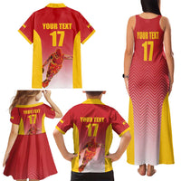Custom Espana Basketball Spain Family Matching Tank Maxi Dress and Hawaiian Shirt Baloncesto Come on La Roja Red Style