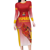 Custom Espana Basketball Spain Long Sleeve Bodycon Dress Baloncesto Come on La Roja Red Style